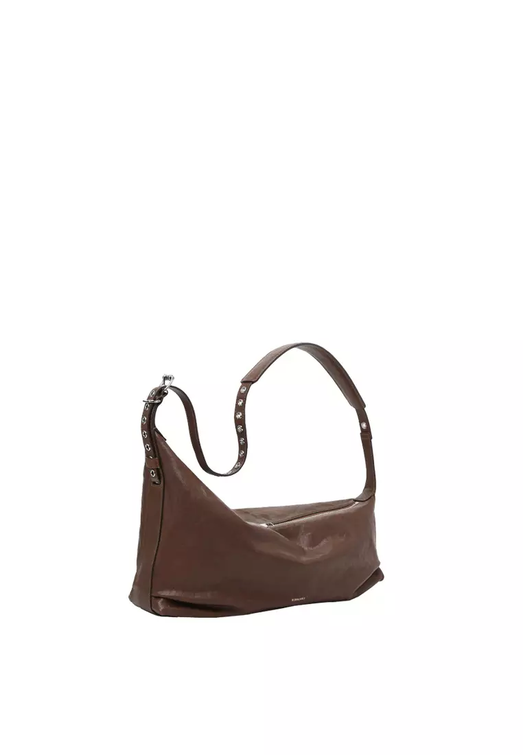 Abstract Eyelet Hobo Bag - Cacao