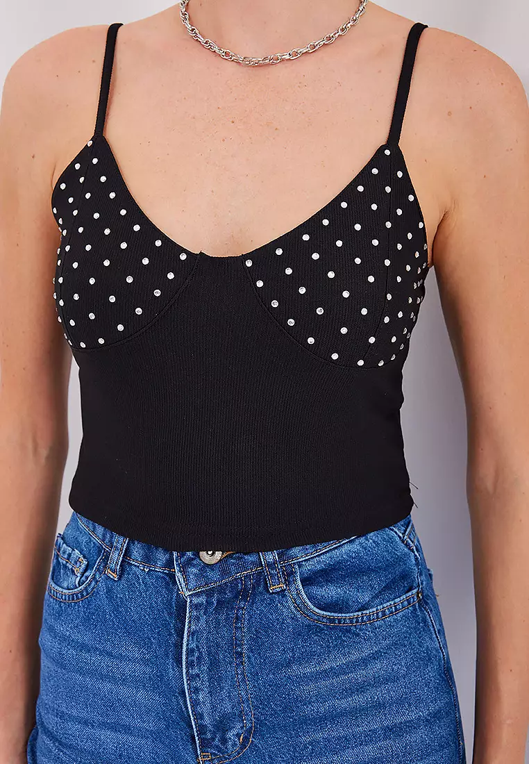 Rope Strap Crop Top Black