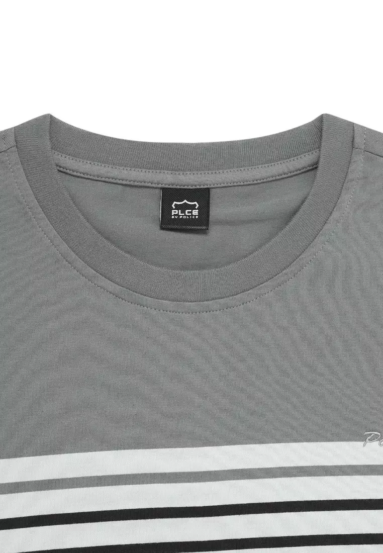 POLICE T-Shirt Salur Bordir Cotton Premium Tebal Pria 53002