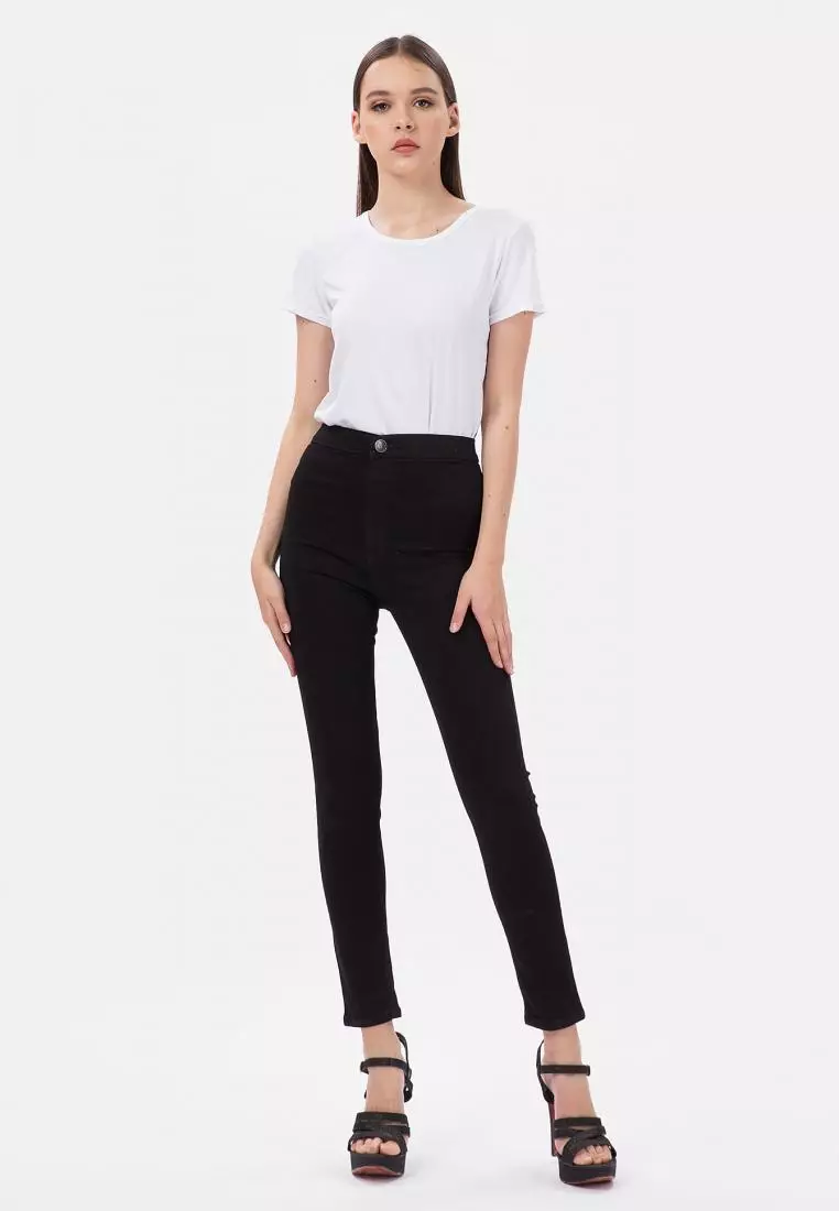 Highwaist Skinny Jeans No Pocket in Black