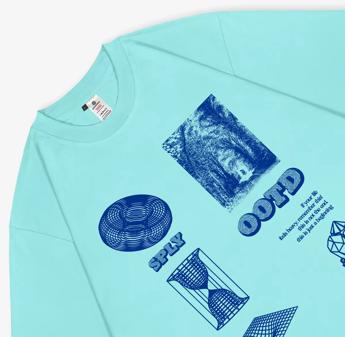 OOTDSUPPLY Oversized Tshirt Remember Blue Mint & Stabilo l Kaos Oversize Pria dan Wanita OVZ192