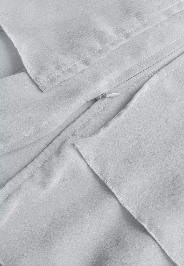 Anya Instan | Hijab Instan Resleting | Bergo Khimar Kerudung 2 Layer  - Metallic Grey