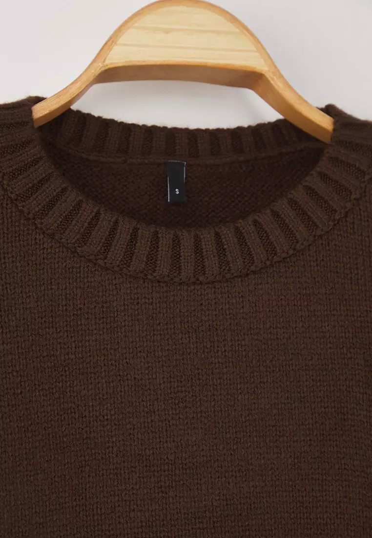 Crop Super Wide fit Soft Textured Knit Sweater