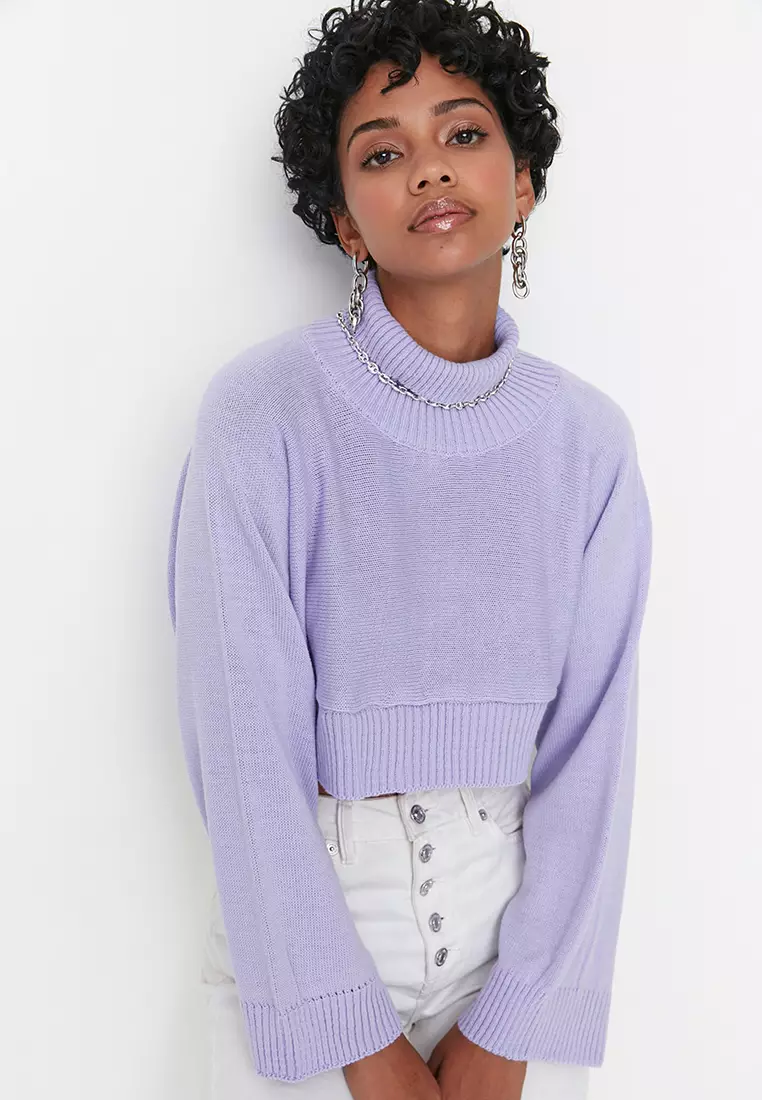 Purple deals crop sweater