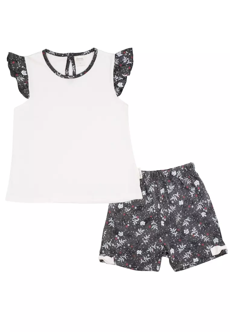 White cheap flower shorts