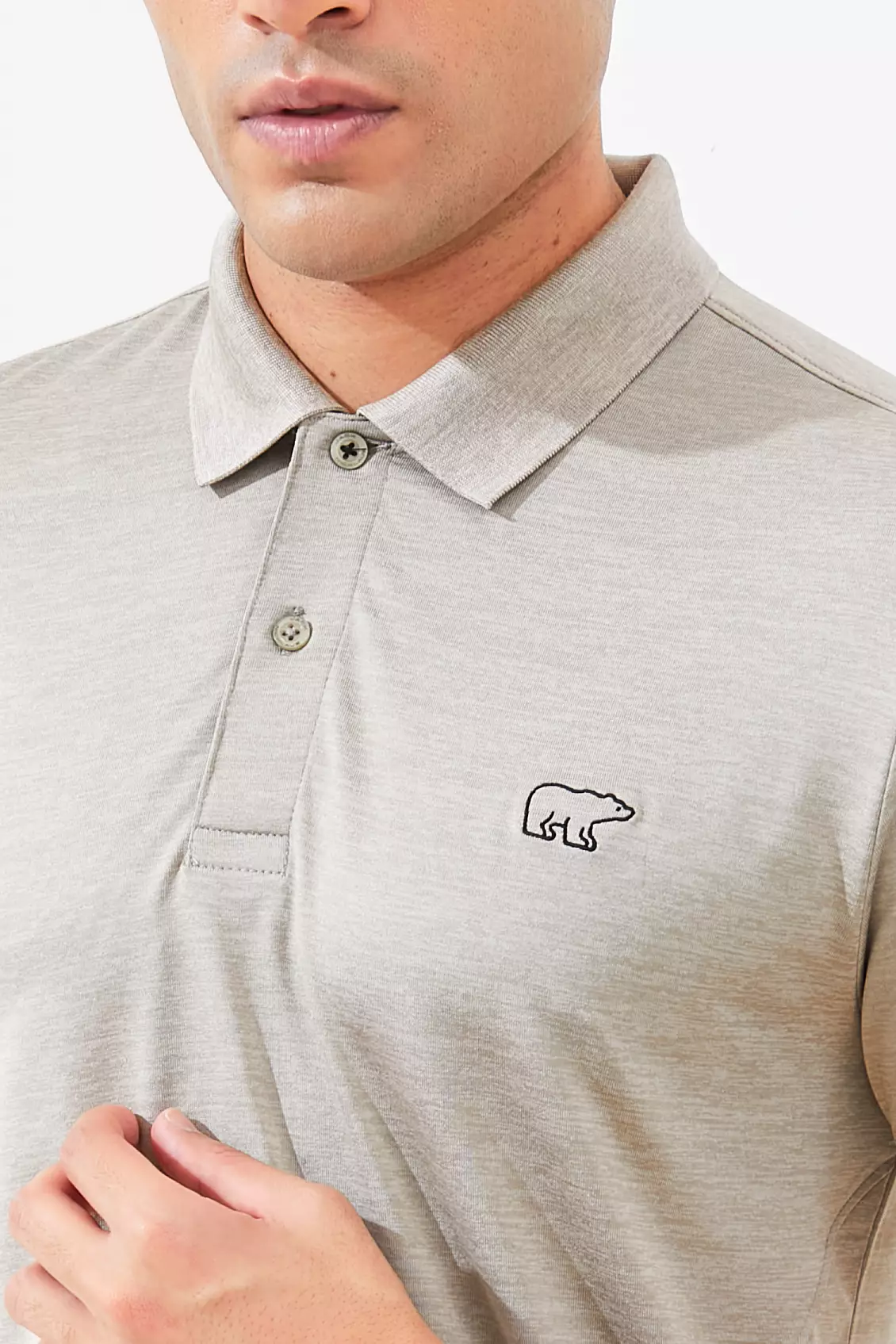 Jack Nicklaus Clever Polo Shirt Pria Slim Fit Sponge Khaki Colour Sponge Khaki