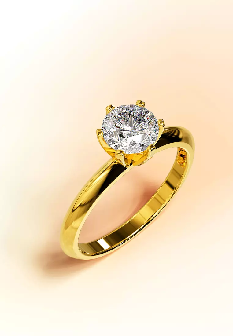 KRYSTAL COUTURE One In A Million Solitaire Ring Embellished with SWAROVSKI® crystals - Gold/Clear