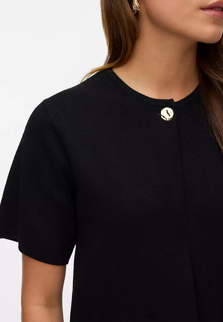 Short Sleeves One Button Cardigan