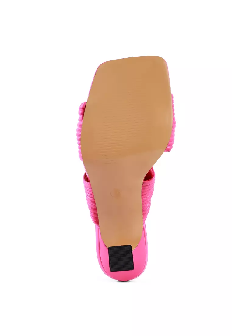Pink Knot Strap Spool Slide Sandals