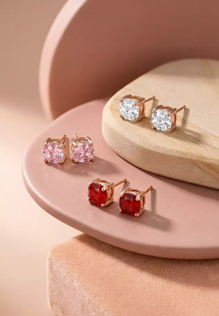 Roselle Lumin White Earrings in Rose Gold