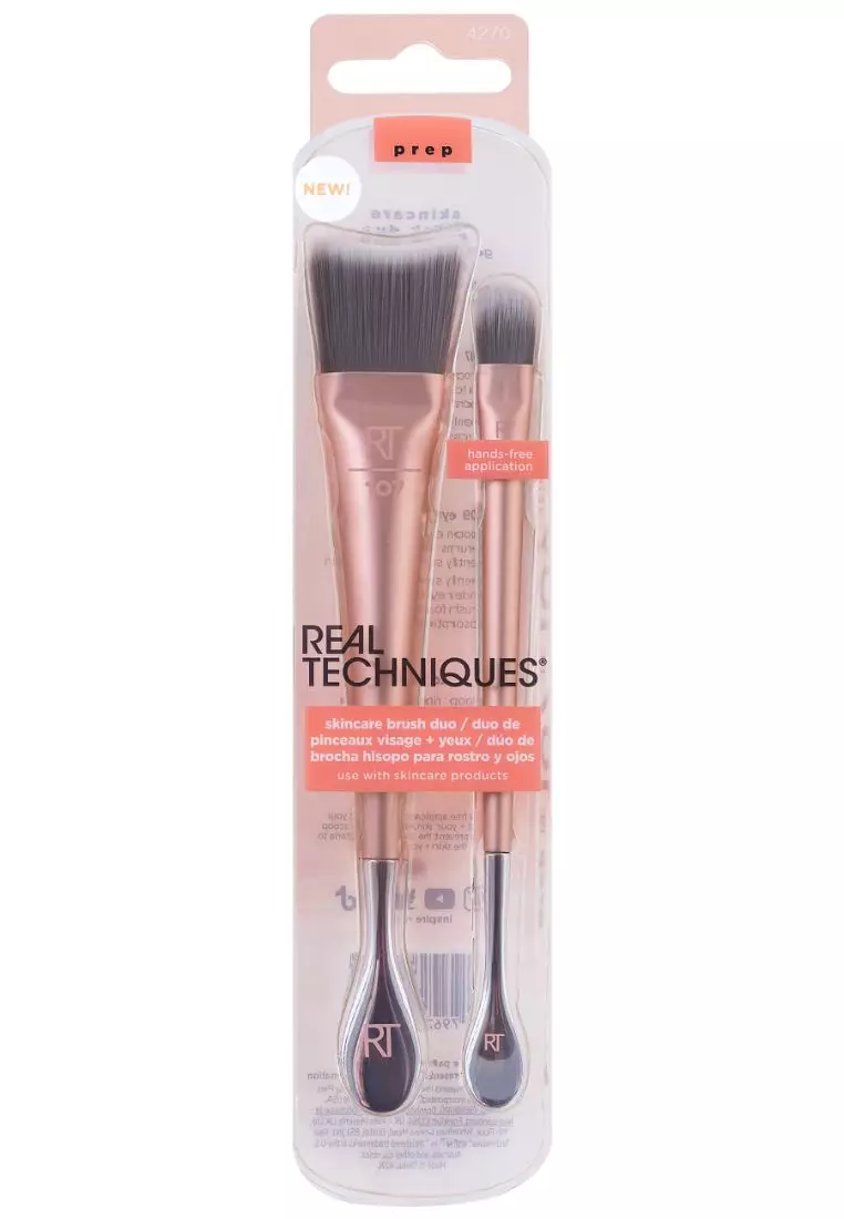 Real Techniques 4270 Face + Eye Jar Skincare Brush Duo
