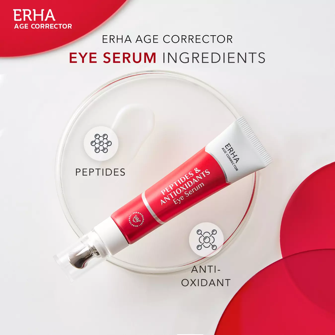 ERHA Age Corrector Peptides & Antioxidants Eye Serum 15g - Serum Mata Anti Aging | Mencerahkan Mata Panda | Menyamarkan Garis Halus Keriput Kantong Mata | Mata Kencang Cerah