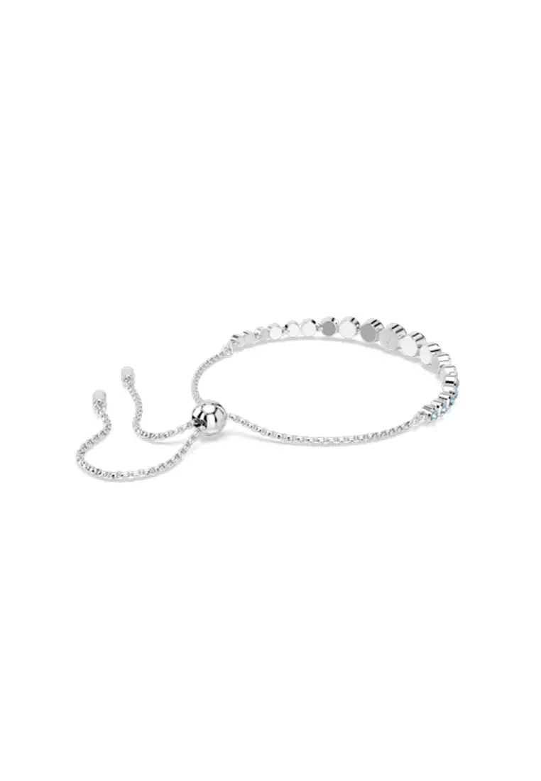Imber Tennis Bracelet, Mixed Round Cuts, Blue, Rhodium Plated