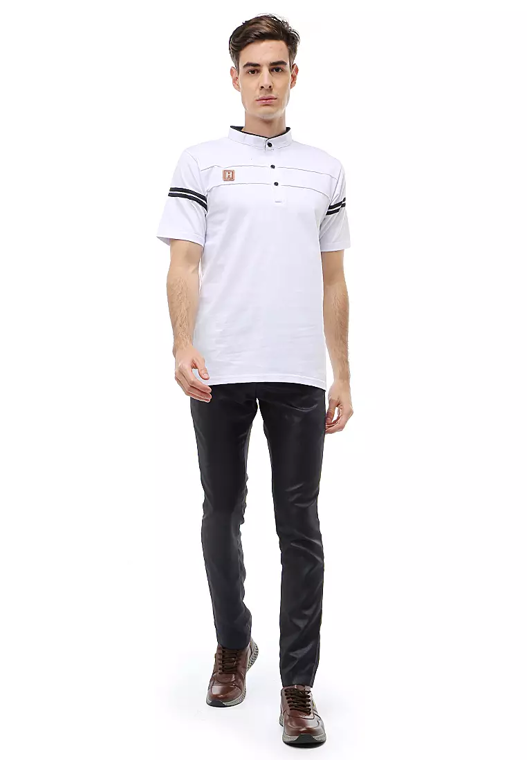 Jack Atasan Formal Kaos Polo Pria Kerah Sanghai Short Sleeve Material Cotton ORIGINAL - White