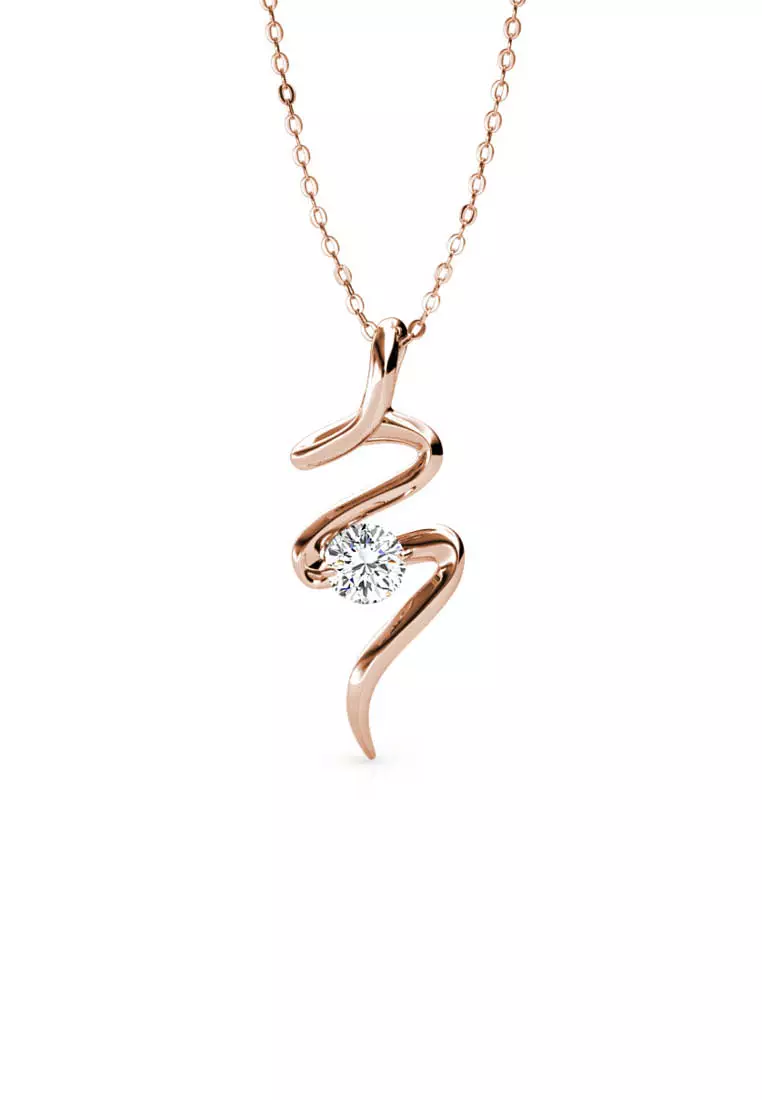 Her Jewellery Spiral Pendant (Rose Gold) - Luxury Crystal Embellishments plated with 18K Gold