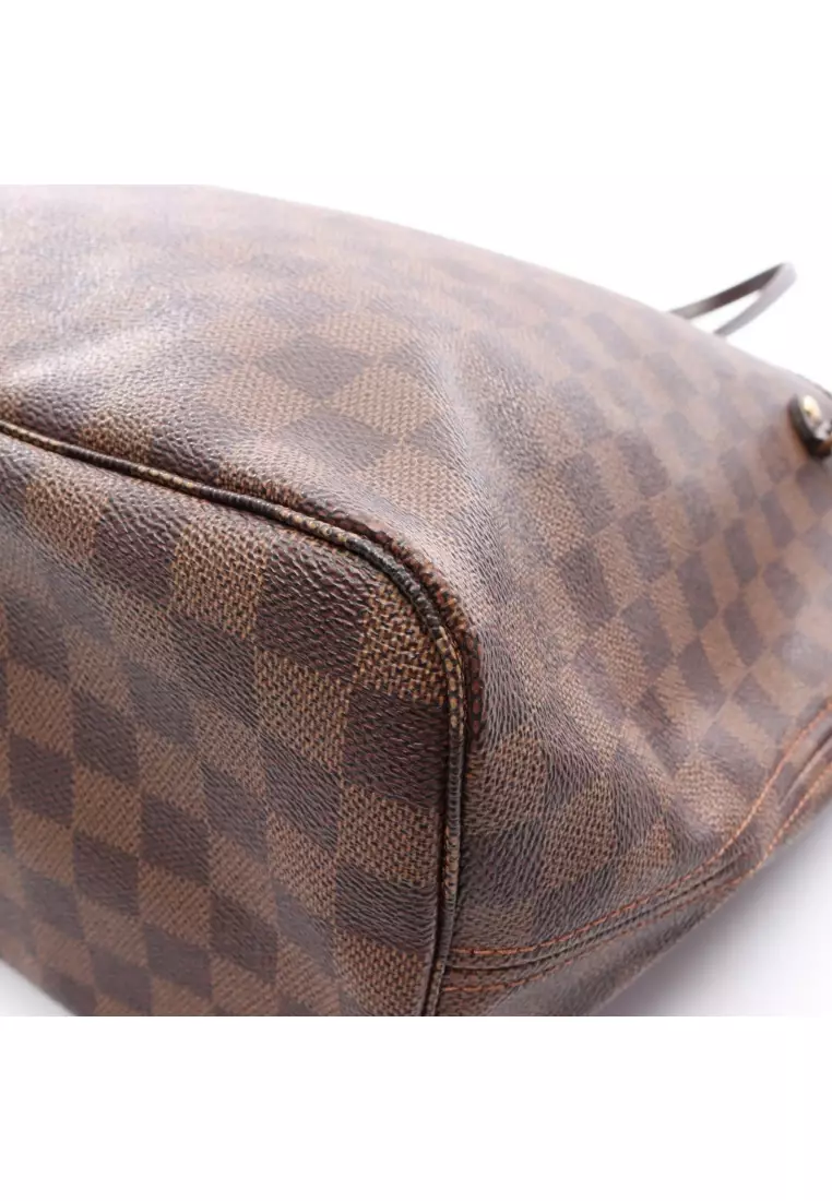 Pre-Loved Louis Vuitton Neverfull MM Damier  ebene Shoulder bag tote bag PVC leather Brown