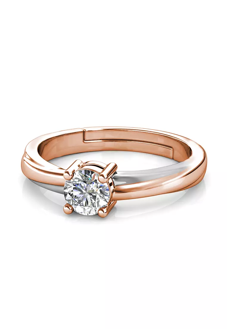 Berlian Moissanite Simplicite Ring [GRA CERTIFICATE MOISSANITE DIAMOND] Dual Tone - Cincin 0.6 CT Moissanite Diamond 925 Silver Celesta by Her Jewellery