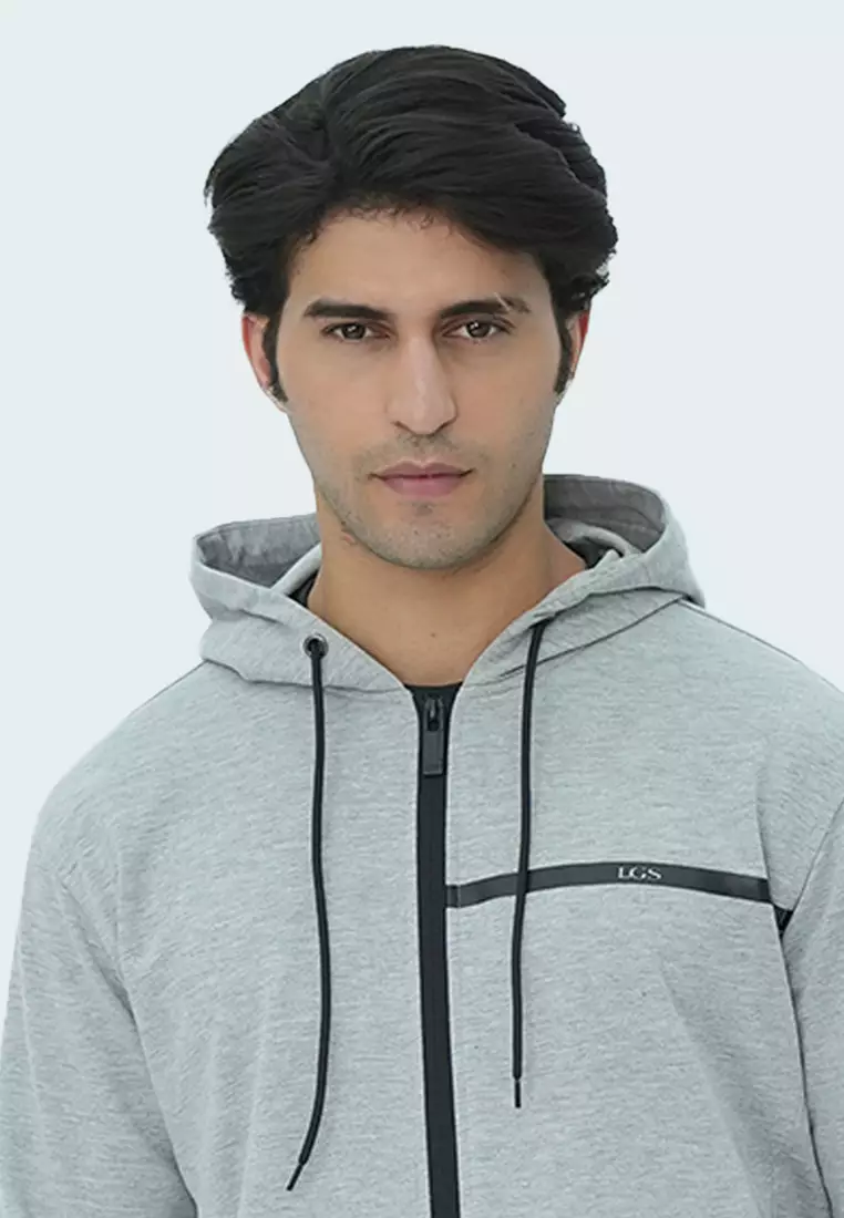 LGS - Hoodie Pria - Warna Abu-abu Terang & Gelap - Motif Grafis Belakang - Streetwear - JHD.572.H001