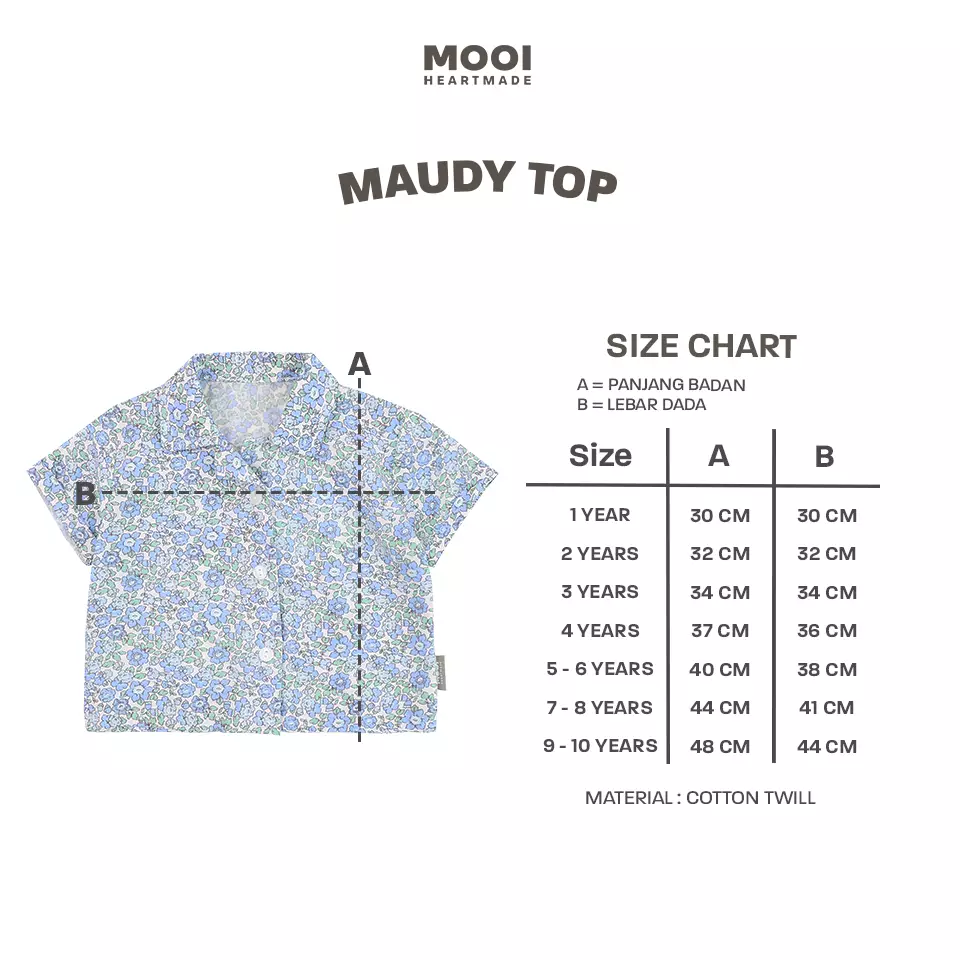 Mooi Atasan Anak Perempuan Maudy Top - Light Blue