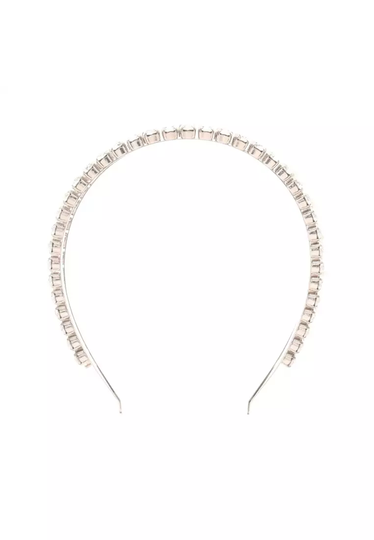 Pre-Loved MIU MIU headband GP Rhinestone Fake pearl gold off white clear