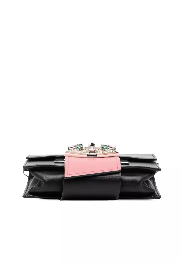 Pre-Loved Prada City Calf Crystal Embellished Ribbon Bag