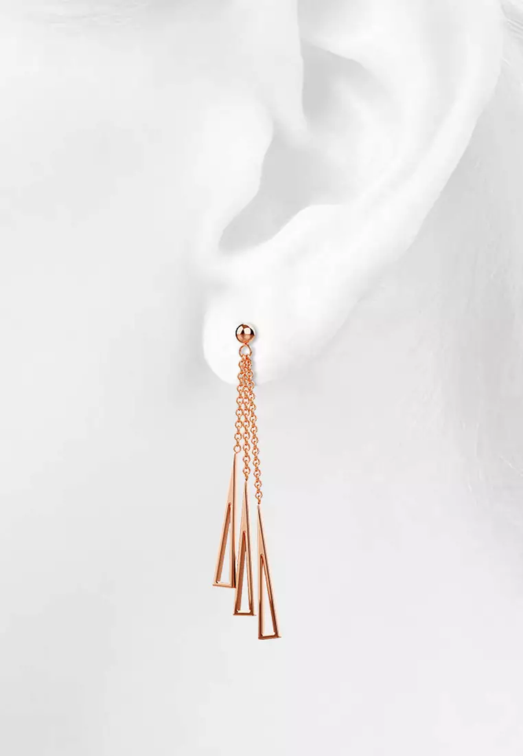 Royal Tassel Rose Gold Layered Earrings