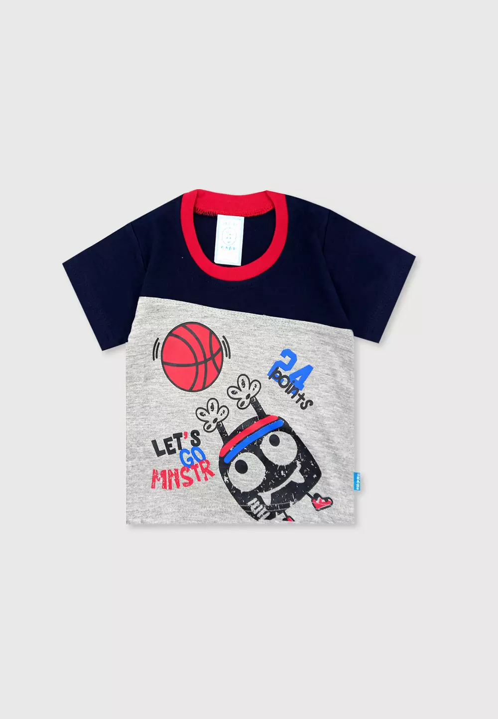 Wakakids Setelan Bayi Laki Laki Usia 6 Bulan Hingga 12 Bulan Baju Oblong Lengan Pendek Celana Jeans Motif Lets Go Monster 3006 Navy