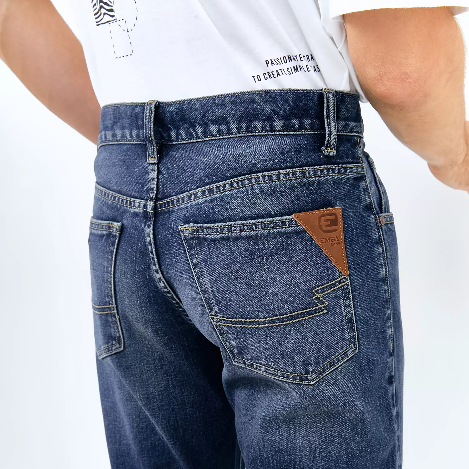 EMBA DENIM - Celana Panjang Denim Pria Regular Fit Non-Stretch Warna Dark Stone - Travis