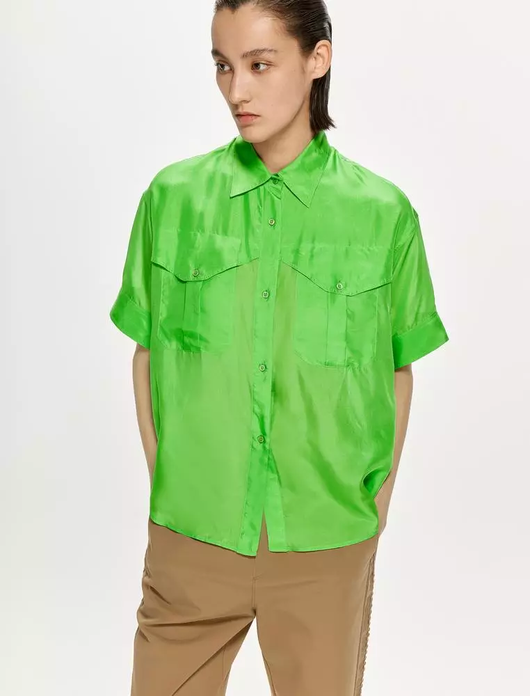 JNBY Women's Mulberry Silk Short-Sleeve Shirt