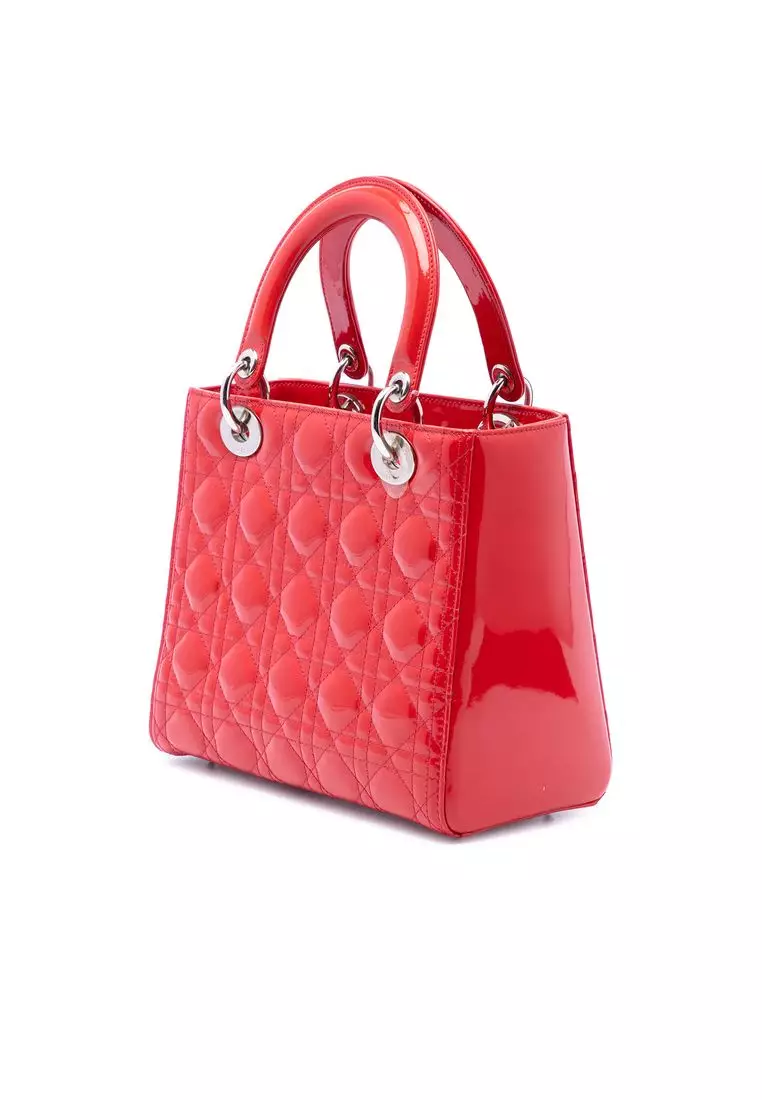 Pre-Loved Dior Medium Patent Cannage Lady Dior
