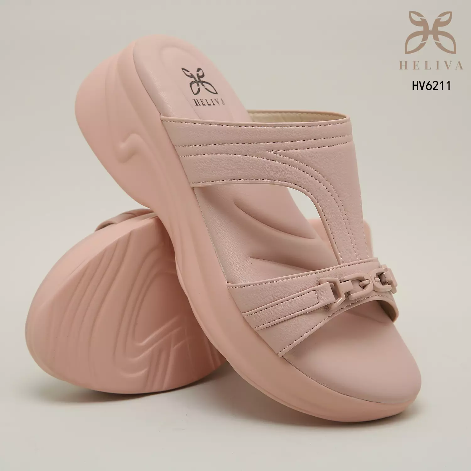 Heliva Joyce Lady Sandals Wedges Double Strap Chain Sol 5cm