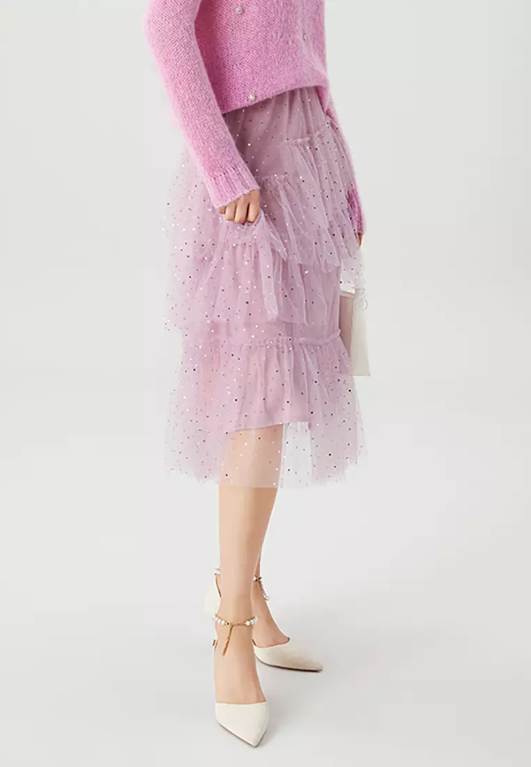 Ruffled Tutu Dress with Glitters Design