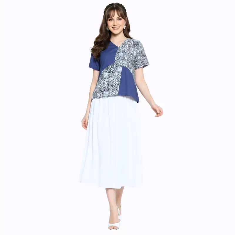 Blouse Batik Wanita - Bhatara Batik Alexis - Atasan Batik Modern Lengan Pendek