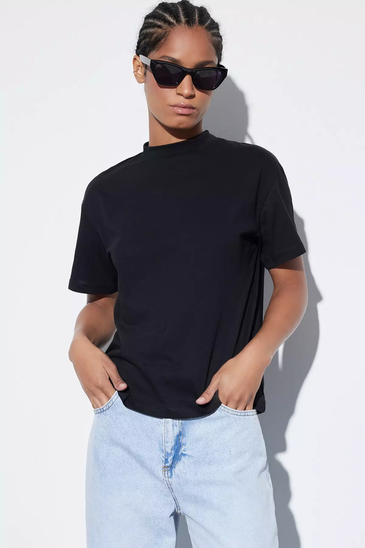 Black Mock Neck T-Shirt