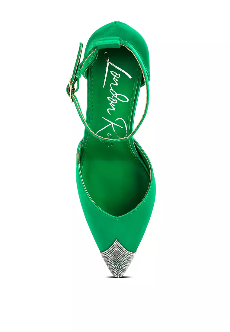 Green Toe Cap Embellished Sandals
