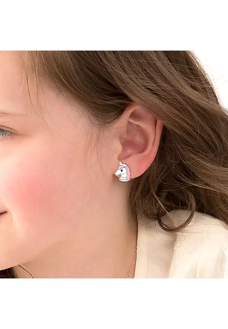 White gold hotsell unicorn earrings