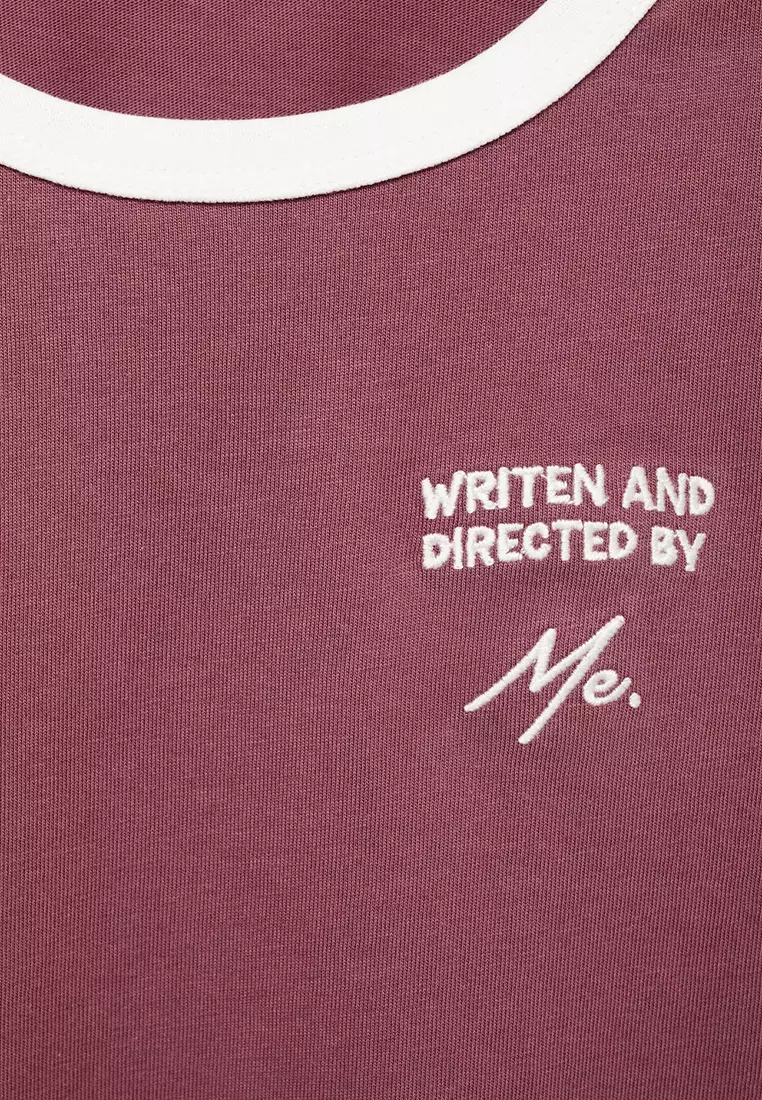 T-Shirt With Embroidered Contrasting Collar