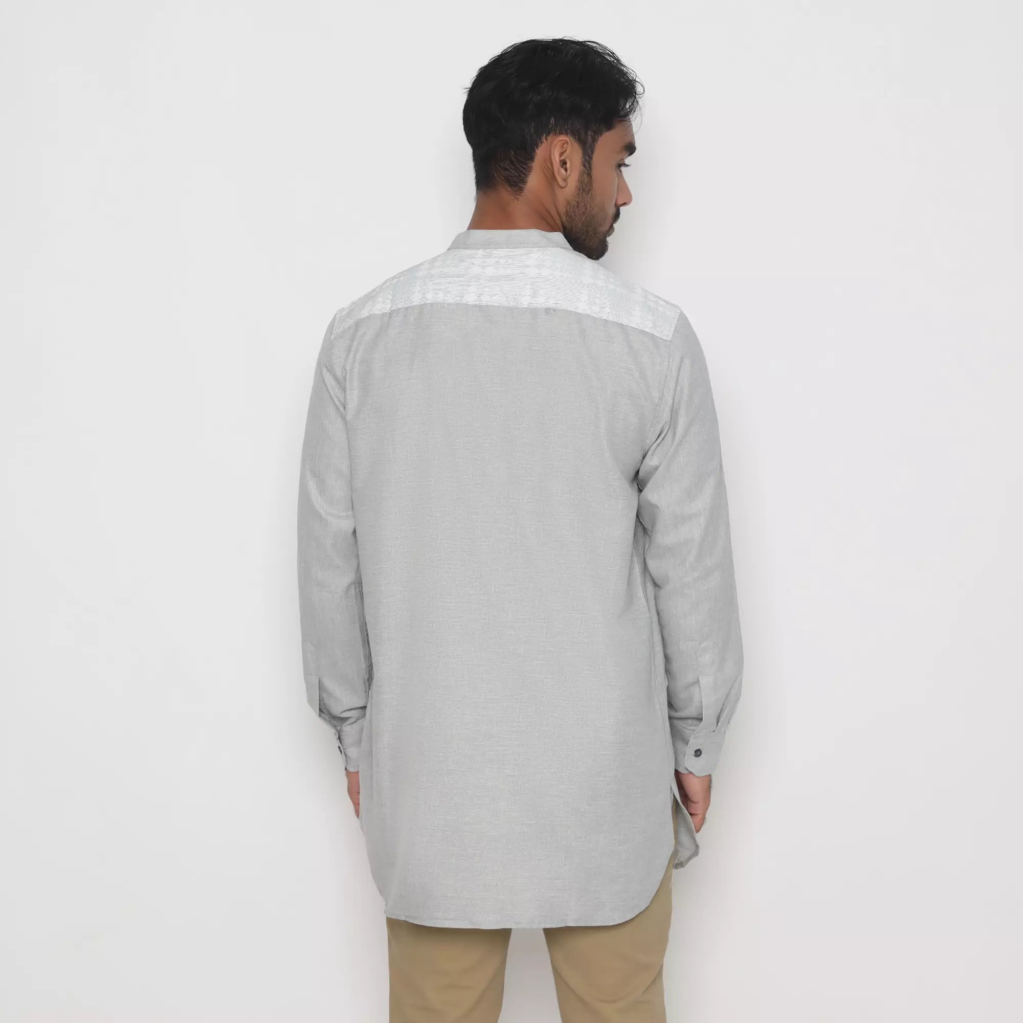 Platini Kemeja Koko Kurta Pria Lengan Panjang Katun Abu 86035