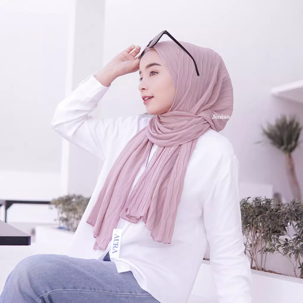 AURA Active Hijab Pashmina Full Plisket Wave