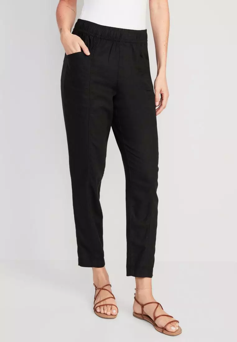Buy Old Navy High-Waisted Cropped Linen-Blend Tapered Pants 2025