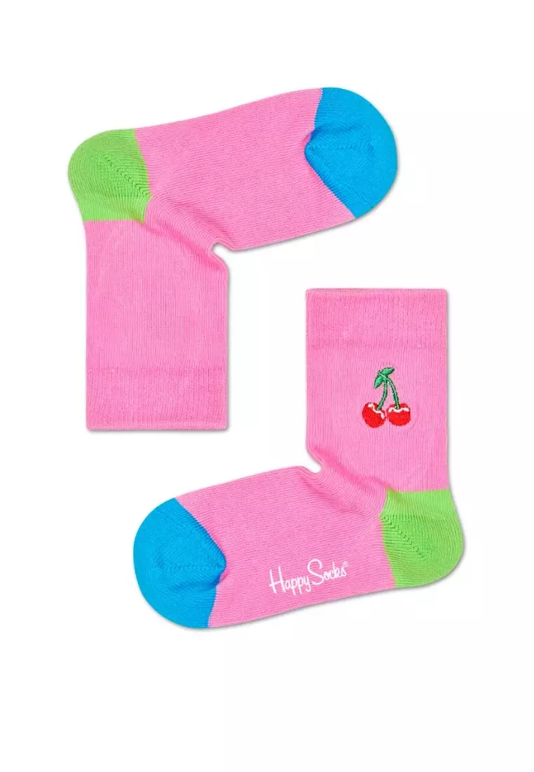 Cherry Embroidery Kids Socks