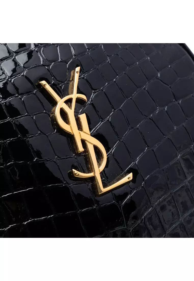 Pre-Loved Saint Laurent Croc Embossed Patent Round Vinyle Camera Bag