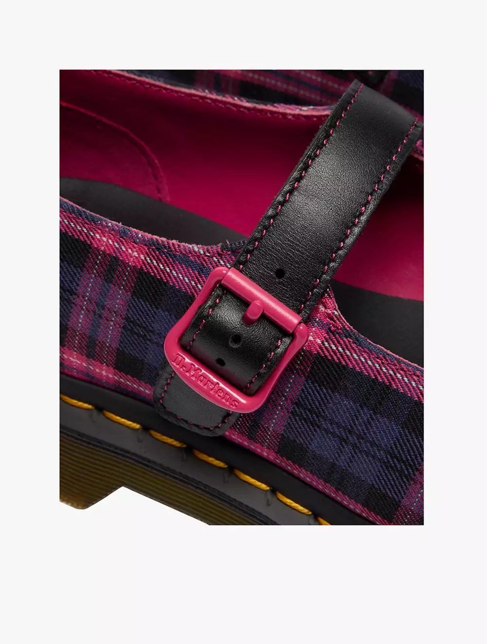 Dr. Martens Elphie MJ Black+Pink Multi Tartan Woven+Sendal