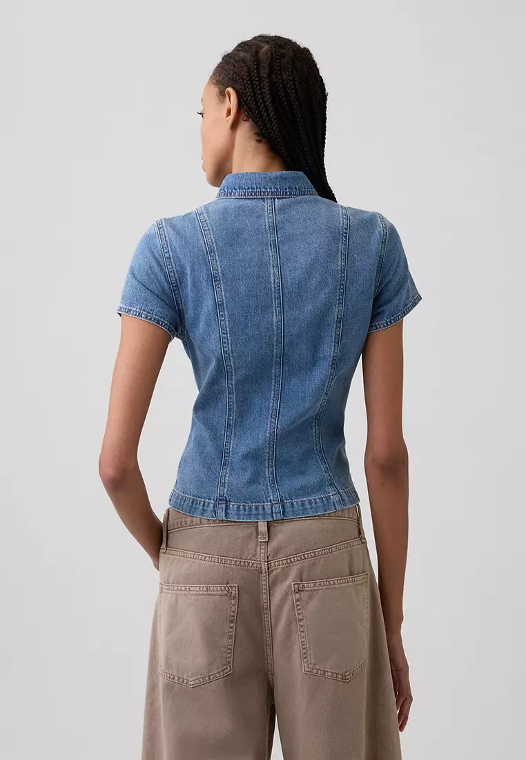Short Sleeves Denim Shirt