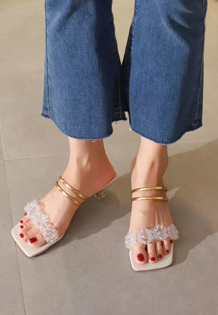 Rhinestone Buckle Mule Heels 8745-3
