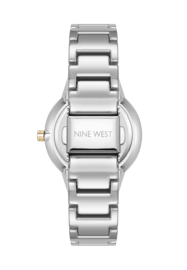 Nine West  NW3159SVTT00CL Gold Two Tone Round Watch With Silver Sunray Dial