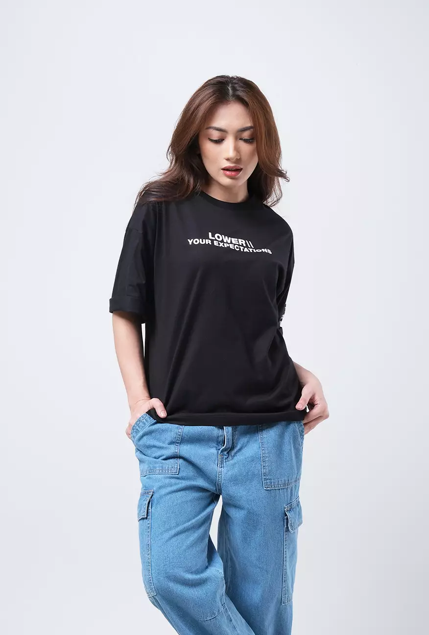 Kaos Wanita Oversized Careen Black
