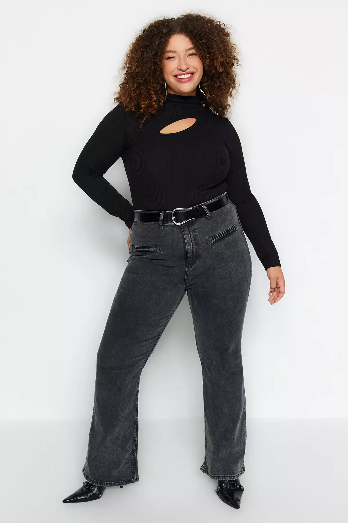 Trendyol Plus Size Gray Camisole Jeans 2024, Buy Trendyol Online