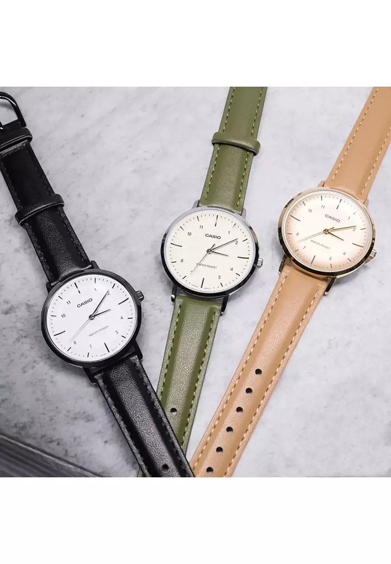 LTP-VT03L-3B Women Analog Watch Green Leather Strap