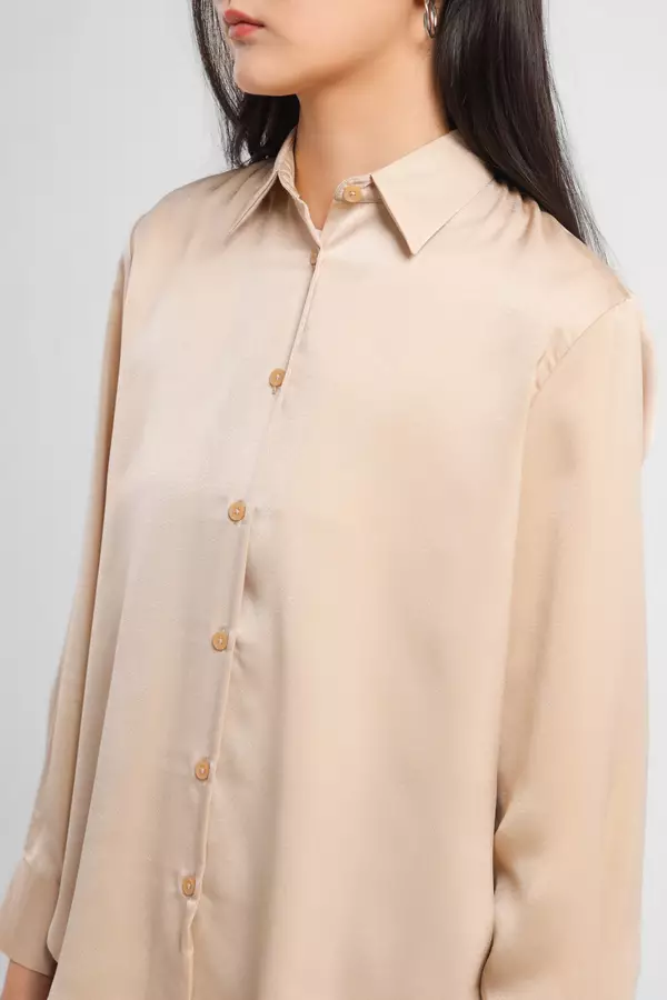 MINIMAL - Annuella - Kemeja Satin - Light Beige Colour Beige_Light